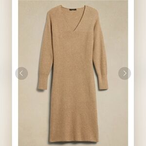 Banana Republic V-NECK MIDI SWEATER DRESS - Heather Camel